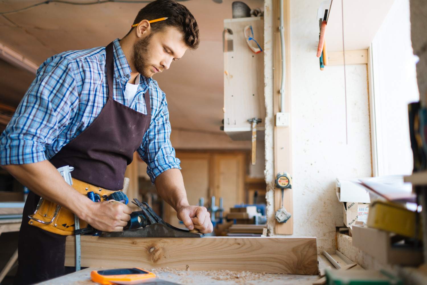 man doing carpentry